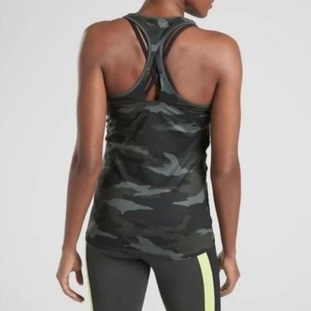 Athleta Green Camo Print Limitless Keyhole Tank Top Size XS